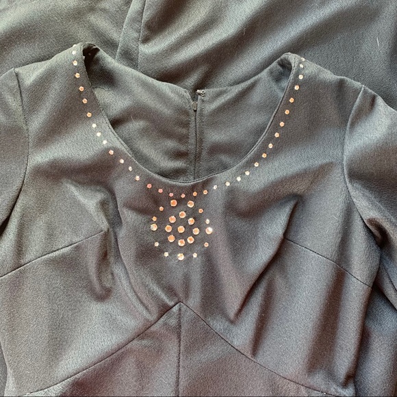 Vintage 70s Maxi Dress Rhinestones Polyester Large - Picture 6 of 8